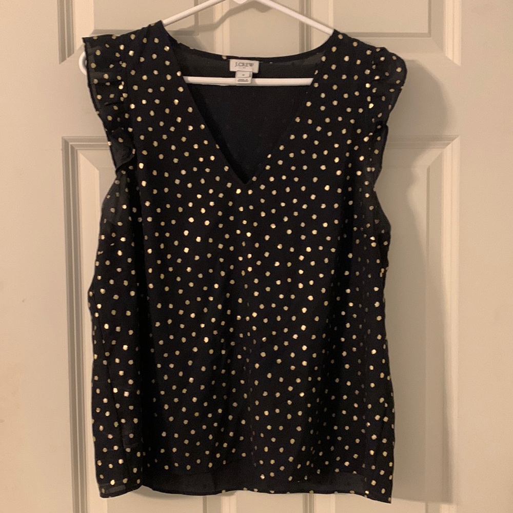 Women’s large black and gold sleeveless blouse - J Crew